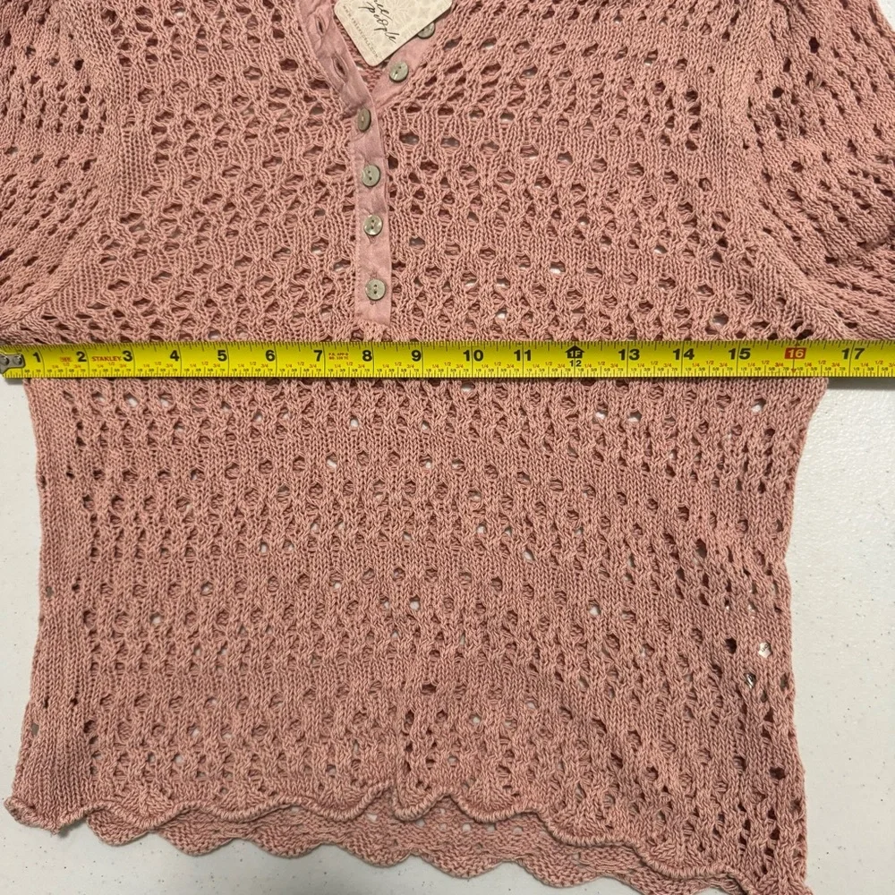 Free People Pointelle Pullover in Mauve Rose